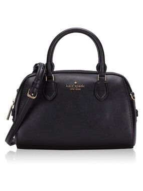 kate spade black Saffiano leather satchel with gold logo